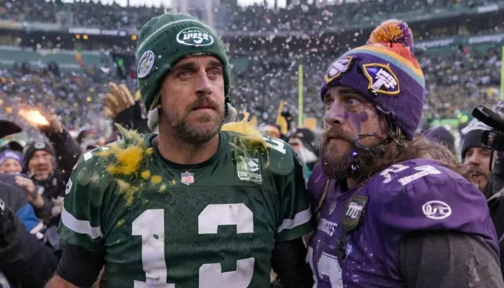 ,    moment with aaronrodgers person Person, encountering a wizard who turns all enemies into harmless, chatty throw pillows, shot in a magical realm, showcasing cushioned confrontations. <lora:Aaron Rodgers SDXL - Trigger is aaronrodgers person:1>  <lora:Explosion Artstyle - Trigger is Explosion Artstyle:1> Explosions.,  <lora:Q Shaman - Trigger w Qhornguy Person:1> qhornguy pers