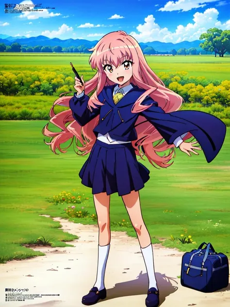 (((picture-perfect))) (( <lora:louise zero default trigger:1>louise zero default, louise francoise le blanc de la valliere, full body, 1girl, solo)) (outdoors) (((drawn by fujii_masahiro, megami magazine (style), 2000s (style), official art)))