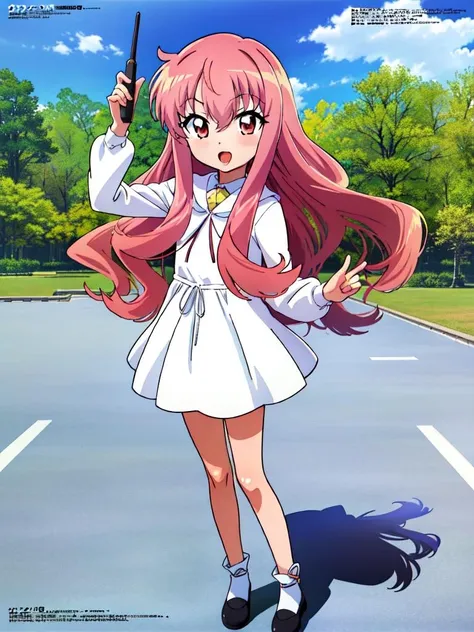(((picture-perfect))) (( <lora:louise zero default trigger:1>louise zero default, louise francoise le blanc de la valliere, full body, 1girl, solo)) (outdoors) (((drawn by fujii_masahiro, megami magazine (style), 2000s (style), official art)))