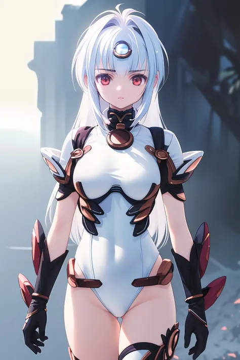16k, highres, masterpiece, best quality, 
<lora:Choco_v2:0.9>chc, 1girl, dutch angle,  kos-mos, long hair, white leotard,