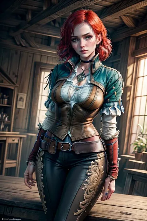 (masterpiece, best quality, hires, high resolution:1.2), extremely detailed, intricate details, highres, triss-v1, <lora:Triss-v1:1>, <lora:LORA-XenoDetailer-v3A:.8>, pants