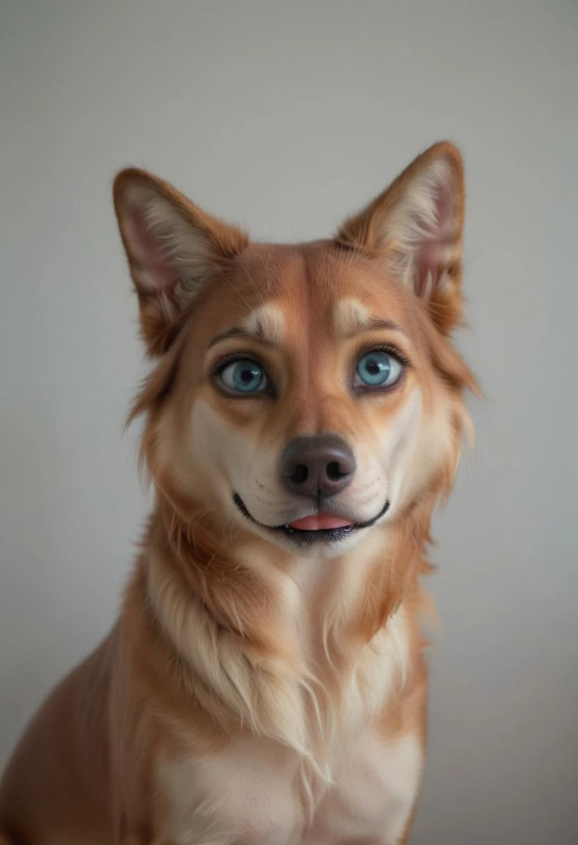 score_9, score_8_up, score_7_up, score_6_up, Real live image. Hyper realistic CFMN detailed scene. Anna from frozen with her dog.