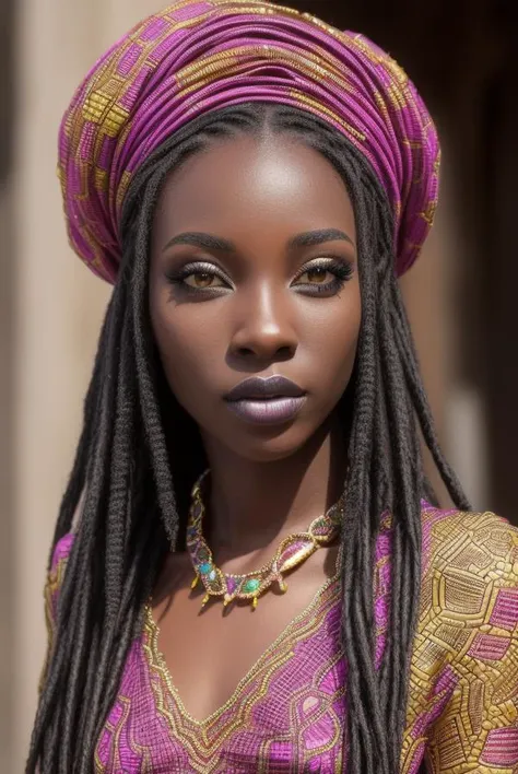 high resolution photo of beautiful (detailed face) african,goth,iridescent,pink female hdr 35mm colorful cute clothing