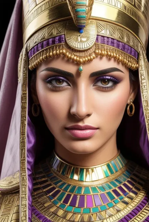 high resolution photo of beautiful (detailed face) egyptian,purple female hdr 35mm colorful cute clothing