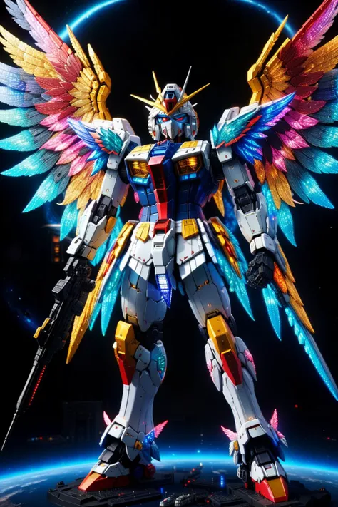 masterpiece, best quality, 4K, 8K, ultra details, intricate details, hyperdetailed, extremely detailed, complex detailed background, ultra detailed background, studio lighting, fantastic,
freedom gundam, universe space, colorful, wings, LED edition, stylish pose, cinematic angle, bright environment,
<lora:ral-ledlights:1>, ral-ledlights,
<lora:quality1:0.8>,
<lora:add-detail-xl:0.5>,