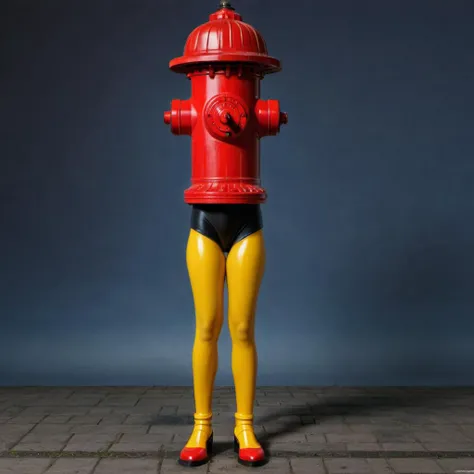 <lora:withlegs04:1>, realistic photo of a fire hydrant, with female legs, high quality, masterpiece, highly detailed, dark studio