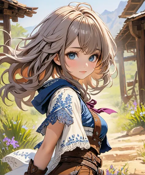 best quality, masterpiece, ultra detailed, cowboy shot, 3dmm, ink sketch, color ink, ink rendering, 
1girl, beautiful detailed eyes, (alternate hairstyle), ultra detailed hair, graceful, (charming), (delicate), pretty, cute, joy, professional clothing, wise, vivid, cover, 
character in the center of the frame, fantasy, looking at viewer,  