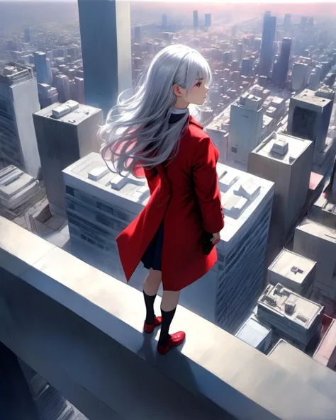 upper body, 1girl, silver hair, red coat, office suit, standing on the top of a building
look at viewers
shadow, dramatic lighting
(pastel painting by sui ishida ) ultra detailed, beautiful and aesthetic,
(masterpiece, best quality), elegant, , vivid colors, perspective