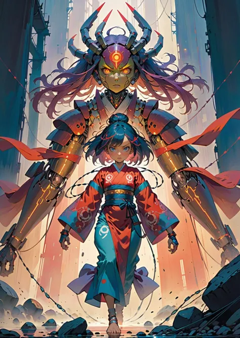 1 woman, cyborg ,realistic, kimono, battle stance, attacking, perspective
mechanical arms rusty, horror tubes , wires runes
art by Yoshitaka Amano Bill Sienkiewicz Zdzislaw Beksinski