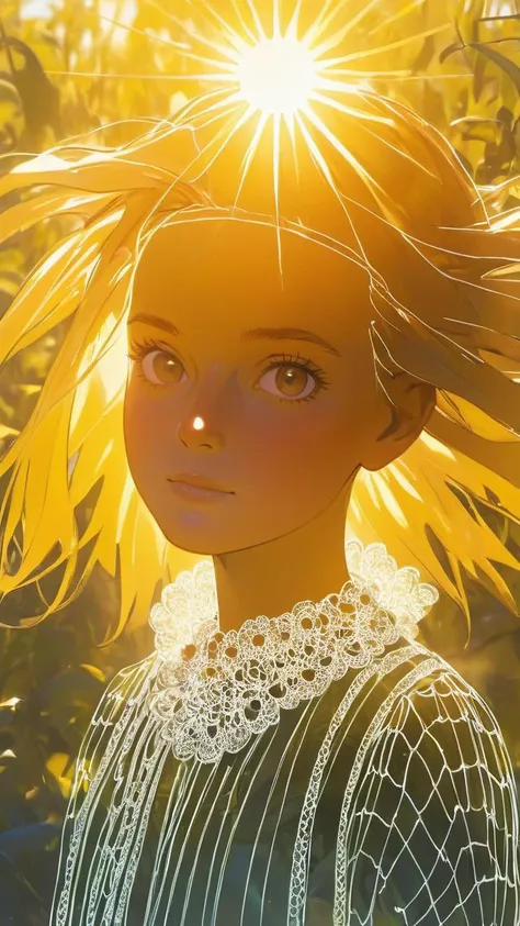 1girl, square in her face,sun on her head, <lora:Lines_Clothes_XL:1>