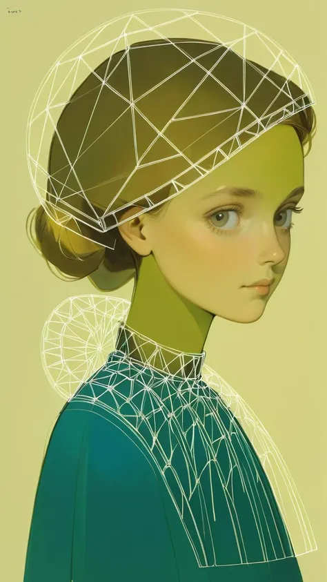 1girl, trapezoid in her face,oval on her head, <lora:Lines_Clothes_XL:1>
