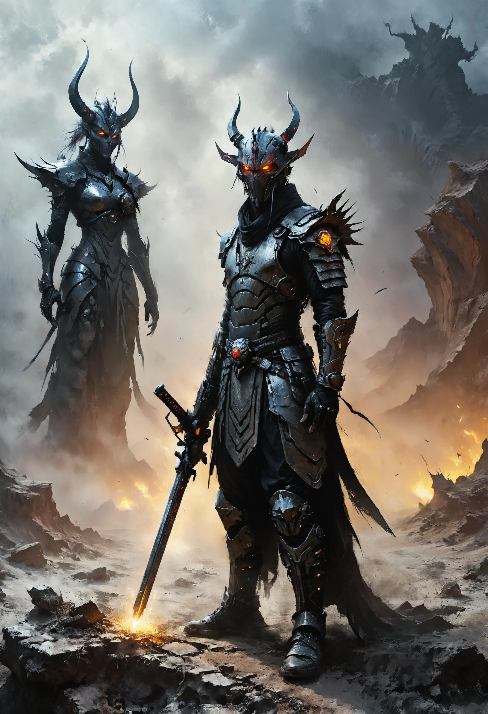 <lora:evil_villain:1> evil villain Street samurai armed with cybernetic enhancements, <lora:EnvyCreativeOutfitXL01:1>, Surreal badlands with unique geological formations in the background, <lora:xl_more_art-full_v1:0.4>, <lora:MJ52:0.4>, Dramatically lit, <lora:Desolation:0.7>, <lora:ral-colorswirl:0.7> ral-colorswirl, sharp focus, highly detailed