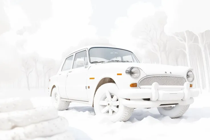 masterpiece, white car close up with white wheels and (white tires:1.8) on a white track between white trees, white clouds, white theme, surreal cinematic, epic, dynamic <lora:lit:0.9> <lora:LowRA:-0.95>