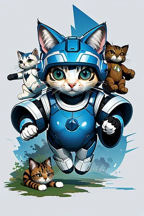 Design a group of Cats dressed as Storm Troppers members engaging in adorable adventures. , simple background, tshirt design <lyco:T-shirt-08:0.8>