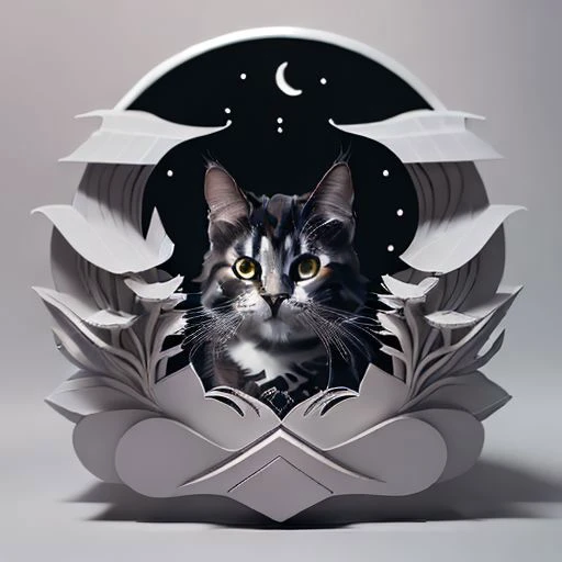 <lora:PerfectNwsjMajic_4:0.7>,(PerfectNwsjMajic:1.3),((Papercut)),kuusoogai,(masterpiece, top quality, best quality) ,cat, (headshot:1.1), shapes, intricate designs, shadowbox frame, kirigami