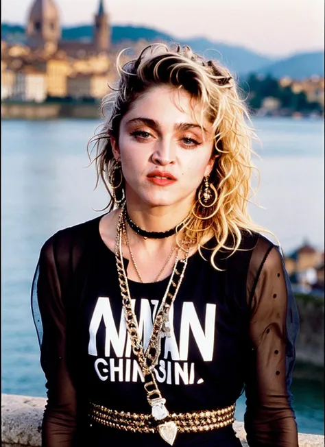 photo of sks woman madonna madonna-ti <lora:locon_madonna_v1_from_v1_64_32:0.35> <lora:lora-small-madonna-v1:0.25>. by Tim Walker, in Florence, at the Duomo di Firenze, clothes