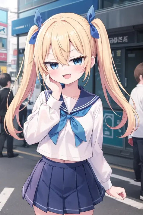 anime girl in a school uniform on the street