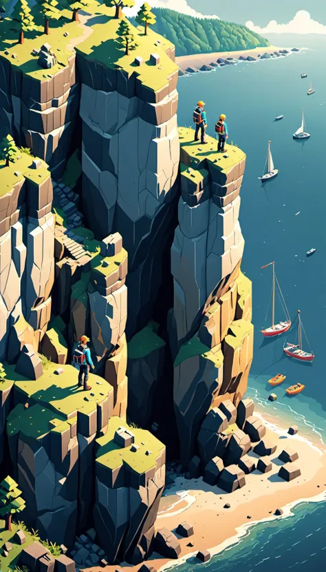 cliffs in ((isometric style)) at afternoon