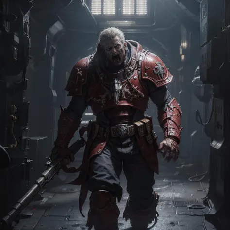 (realistic:1.5), Sci-Fi, space marine in a space marine armor, holding rifle in hands, walking, in the space ship dark corridor, space ship, absurdres, from the top above view:1.2, <lora:bodhor:0.6>, (best quality:1.0), (ultra highres:1.0), intricate details, intricate, cinematic, detailed, (realistic:1.5), photorealistic, octane render, hyperrealistic, sharp focus, (8k), (4k), (masterpiece), (best quality), extremely detailed, intricate, hyper detailed, illustration