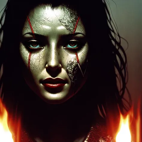 Movie, best quality, torch light, full body, 1girl, demonic, evil, nsfw, sexy woman, eye depth, (brother moons), (dead space), science fiction, photo realistic, ((vibrant, photo realistic, realistic, dramatic, sharp focus)), (faded freckles:0.6), sharp, retouched, intricate detail, by Greg Rutkowski, by (Jeremy Lipking:0.8), ((junji ito)), by ralph bakshi, ((Silent Hill)), H.R. Giger, Beksinski