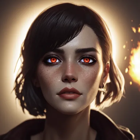 Movie, best quality, clear graphics, torch light, (The detail is clear to every hair on the face), 1girl, demonic, evil, nsfw, sexy woman, eye depth, (brother moons), (dead space) ,science fiction, (beautiful glowing red eyes), photo realistic, 20 megapixel, nikon d850, ((vibrant, photo realistic, realistic, dramatic, sharp focus, 8k)), (faded freckles:0.6), subsurface scattering, sharp, retouched, intricate detail, by Greg Rutkowski, by (Jeremy Lipking,:0.8), ((junji ito)), by ralph bakshi,((Silent Hill)), H.R. Giger, Beksinski