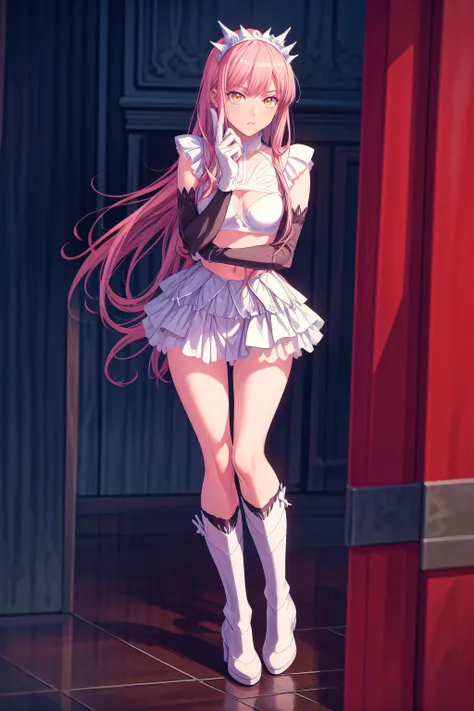 Rezelam, hair flower, hair accessory, pink hair, (red eyes:1.5), long hair, x hair ornaments, frills, juliet sleeves, long sleeves, maid, neck ribbon, fluffy sleeves, ribbon, rosval mansion maid uniform, white bow, white dress, white thighs, a shy expression, legs apart, scratches, big breasts, no panties, exposed , transparent clothes, vaginal opening,
BREAK looking at the viewer, BREAK (masterpiece: 1.2), best quality, high resolution, unity 8k wallpaper, (illustration: 0.8), (beautiful detail eyes: 1.6), very detailed face, perfect lighting, very detailed CG, (perfect hands, perfect anatomy), legs apart, scratches, big breasts, no panties, exposed, transparent clothes, vaginal opening,