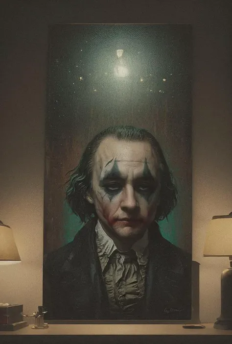 (((George Washington wearing Heath 
Ledger Joker makep clothing)))([Capitol | Monument | White House | liberty bell | constitution | independence hall | eagle | fasces])(setting scene portrayal [epic apotheosis | liberty cap | Fabian influences | pentagram pentaon | new Rome]) (as above so below)(new secular order((Masterpiece))((American GOD we Trust))(G Freedom))(evocative dodge and burn, corner darken vignette), exposure POP!!!, hdr, extremely intricate, High (Detail:1.1), Sharp focus, dramatic cinematic light, (4k textures, elegant, ((((cinematic look)))), revolutionary tones, insane details <lora:LCM_1-5:0.3> <lora:Saturation:1.5>