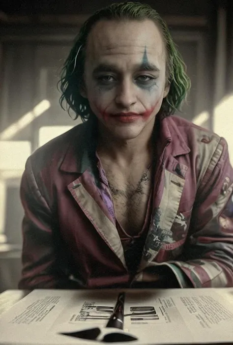 (((George Washington wearing Heath 
Ledger Joker makep clothing)))([Capitol | Monument | White House | liberty bell | constitution | independence hall | eagle | fasces])(setting scene portrayal [epic apotheosis | liberty cap | Fabian influences | pentagram pentaon | new Rome]) (as above so below)(new secular order((Masterpiece))((American GOD we Trust))(G Freedom))(evocative dodge and burn, corner darken vignette), exposure POP!!!, hdr, extremely intricate, High (Detail:1.1), Sharp focus, dramatic cinematic light, (4k textures, elegant, ((((cinematic look)))), revolutionary tones, insane details <lora:LCM_1-5:0.3> <lora:Saturation:1.5>