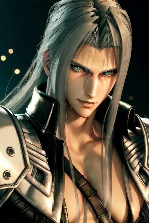 <lora:sephy-000004:1>FF7R Sephiroth, slit pupils,