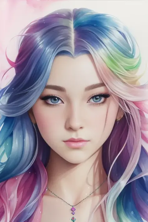 BrookeMonk is the queen of rainbow magic, anime Character Design, Unreal Engine, Beautiful, Tumblr Aesthetic, Hd Photography, Hyperrealism, Beautiful Watercolor Painting, Realistic, Detailed, Painting By Olga Shvartsur, Svetlana Novikova, Fine Art, <lora:BrookeMonk:0.9>