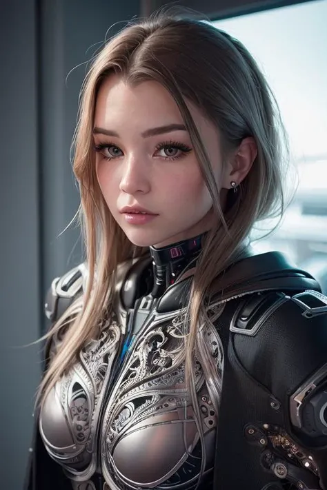 BrookeMonk, extreme detailed illustration, (portrait), ultra high res, (photorealistic:1.4), {best quality}, {masterpiece}, {highres}, trending on artstation, science fiction, (neon filigree, charismatic cloak, unreal engine 5), ((cybernetic)), <lora:BrookeMonk:0.9>