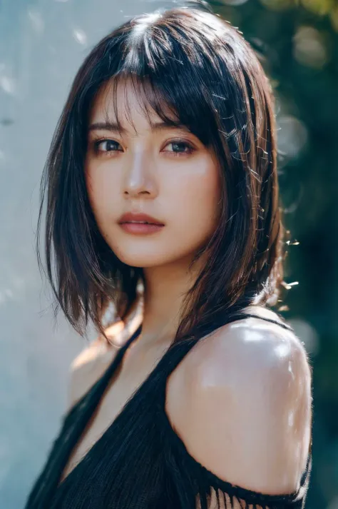 (masterpiece, best quality, beautiful quality, photorealistic, detailed lighting, extremely detailed skin, extremely detailed hair, shadows, 8k, a picture of a woman, black hair, shoulder length hair, half fringe, upper body, 1girl, fcPortrait:1.2), <lora:add_detail:1> <lora:arimurakasumi_lora-06:1:MY>