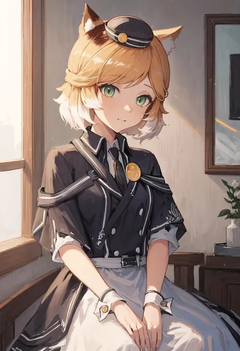 best quality, masterpiece, highres, solo, {mousse_arknights:0.90}, {maid:1.40}, {long maid dress:1.15}