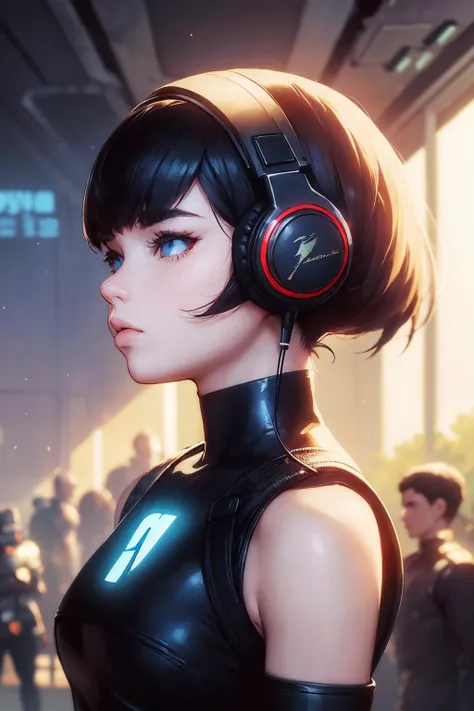 1   woman  , futuristic , headphone,
( Ilya Kuvshinov,  Jackson Pollock) ,
(masterpiece, best quality, beautiful and aesthetic:1.2),