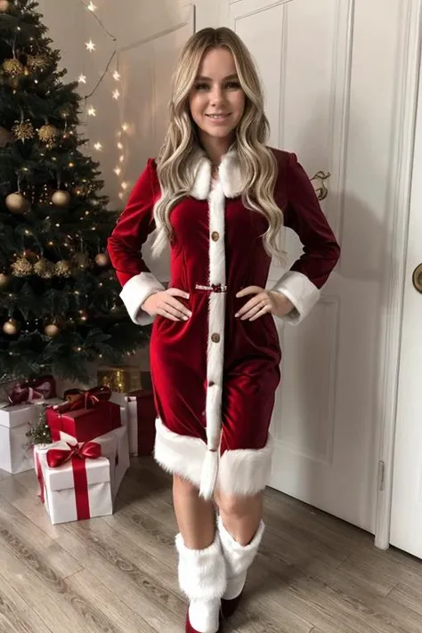 1girl, solo, a mature a1873h, santa outfit <lora:Amanda_Holden-000010:1> a1873h, solo, 1girl, blonde_hair, long_hair