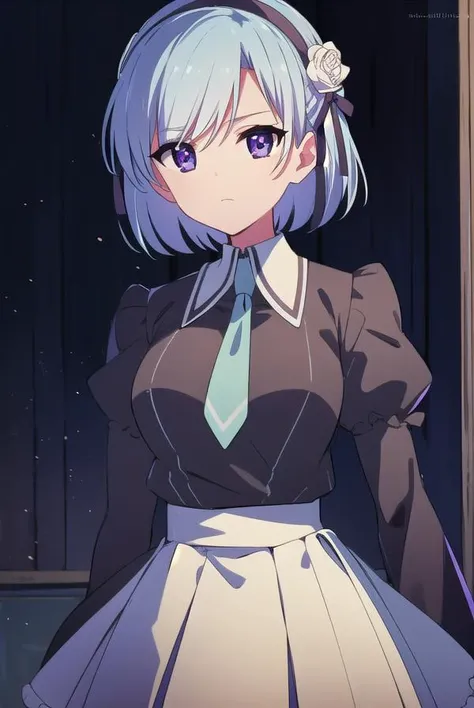 henriettemystere, <lyco:henriettemystere-lyco-nochekaiser:1>,
henriette mystere, short hair, blue hair, (purple eyes:1.1),
BREAK dress, flower, hairband, necktie, black dress, school uniform, collar, juliet sleeves, long slleeves, frills, white skirt,
BREAK looking at viewer,
BREAK outdoors,
BREAK <lyco:GoodHands-beta2:1>, (masterpiece:1.2), best quality, high resolution, unity 8k wallpaper, (illustration:0.8), (beautiful detailed eyes:1.6), extremely detailed face, perfect lighting, extremely detailed CG, (perfect hands, perfect anatomy),