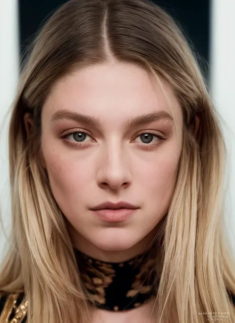 portrait of 1girl HunterSchafer, long hair, looking at viewer, highly detailed, film grain, vogue photoshoot, 35mm photograph, professional, 4k, highly detailed, <lora:quickfix:0.8> <lora:HunterSchafer:0.65>