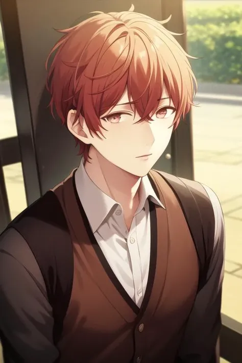 masterpiece, best quality, high quality, 1boy, solo, male focus, looking at viewer, upper body, <lora:satou_mafuyu:0.70>, satou_mafuyu