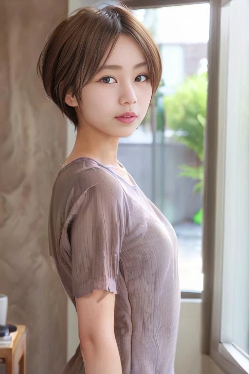 (1girl), (best quality), (masterpiece), (high resolution), (intricate details), (photorealistic), (cinematic light) <lora:SBobHaircut:0.8>
1girl, short hair, solo, looking at viewer, brown hair, shirt, realistic, upper body, smile, lips, parted lips, blue shirt, window, blurry, red eyes, indoors