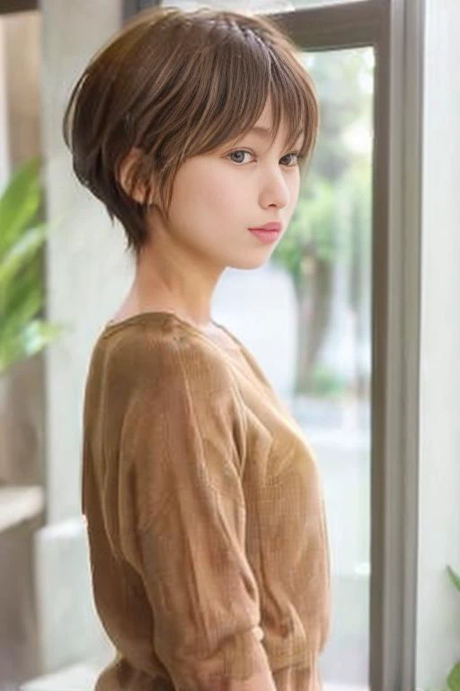 (1girl), (best quality), (masterpiece), (high resolution), (intricate details), (photorealistic), (cinematic light) <lora:SBobHaircut:0.8>
1girl, short hair, solo, looking at viewer, brown hair, shirt, realistic, upper body, smile, lips, parted lips, white shirt, window, blurry, brown eyes, indoors