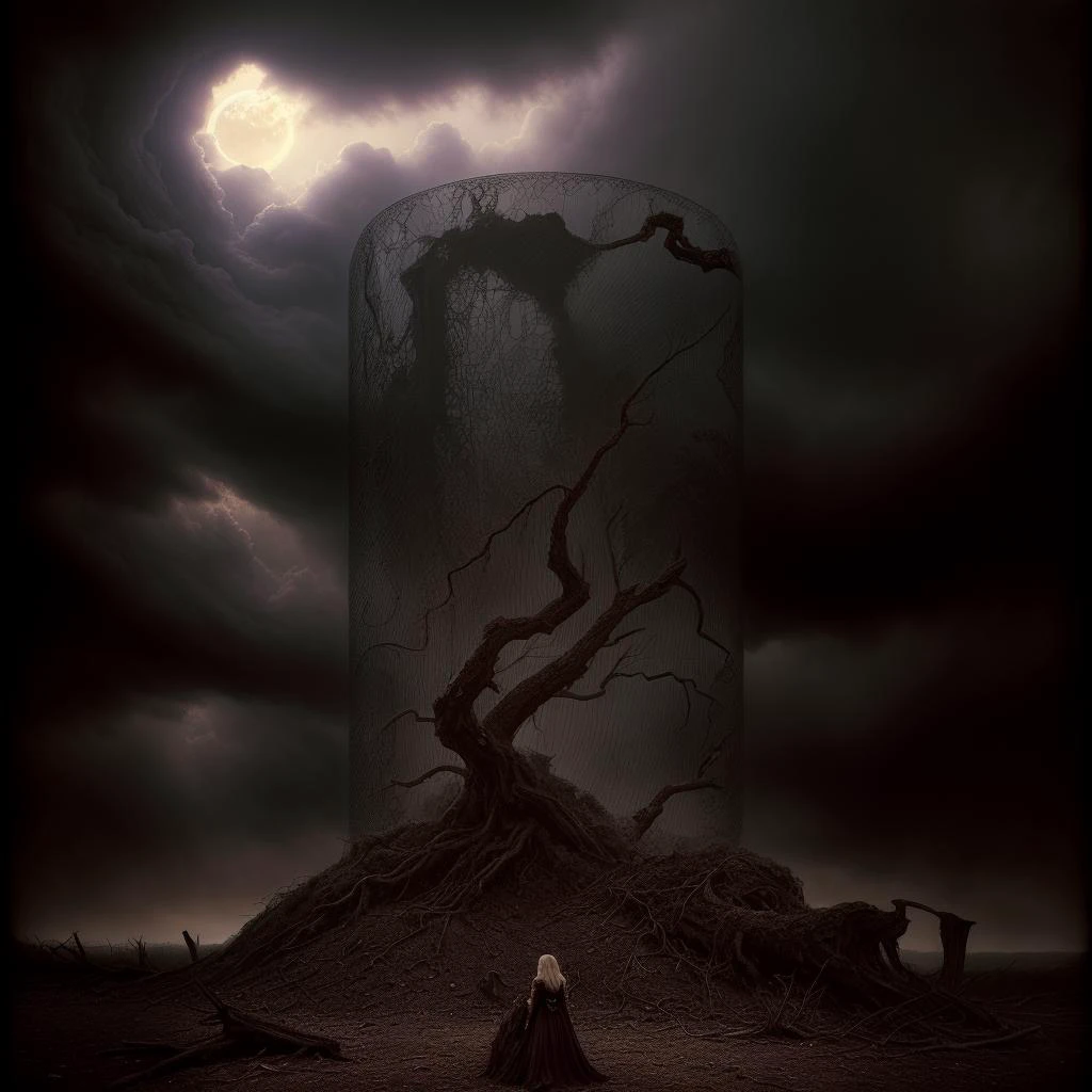 highly detailed photograph of a mysterious ruined castle overlooking a twisted dead tree, hyperdetailed award winning fantasy landscape photograph, gothic horror, dark fantasy art, masterpiece painting, elden ring, lord of the rings, art by Michael whelan, <lora:add_detail:0.7> <lora:DestroyedPortrait-000150:0.5>
