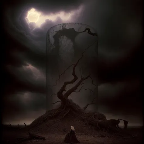 highly detailed photograph of a mysterious ruined castle overlooking a twisted dead tree, hyperdetailed award winning fantasy landscape photograph, gothic horror, dark fantasy art, masterpiece painting, elden ring, lord of the rings, art by Michael whelan,  <lora:add_detail:0.7> <lora:DestroyedPortrait-000150:0.5>