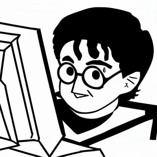 Harry Potter sits on computer, old_memes style <lora:old_memes:1>