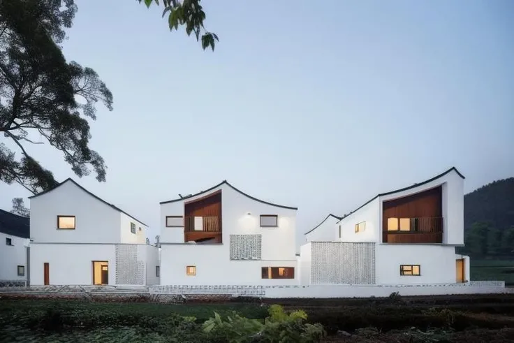 zhuai_rural architecture, new chinese style, white wall black tile, residential group front view, perspective, residential group, no humans, house, outdoors, scenery, tree, grass, sky, building, day, mountain, window, nature,
best quality, realistic, photorealistic,ultra detailed,8K,High quality texture,intricate details,detailed texture,finely detailed,
RAW photo, photo of building, (high detailed skin:1.2), uhd, dslr, soft lighting, high quality, film grain, Fujifilm XT3
<lora:rural architecture_v1.0-000016:1>
