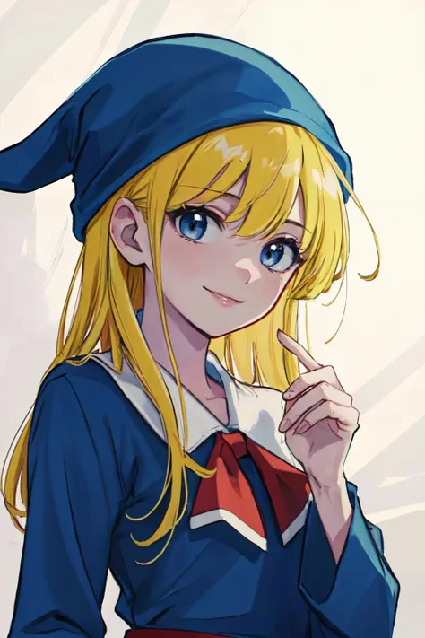 <lora:witchpuyopuyov5:1>witchpuyo, blue headwear,
(best quality, masterpiece, RAW photo,ultra-detailed:1.2), <lyco:GoodHands-beta2:1.0>,1girl,solo,looking at viewer,smile
