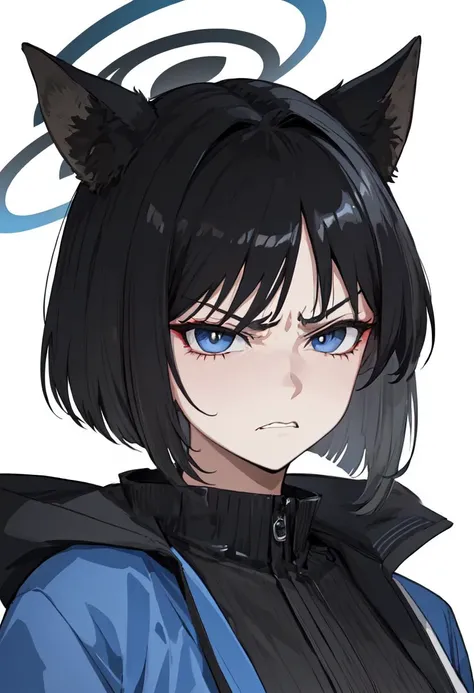 best quality, masterpiece, highres, solo, (kikyou_bluearchive:1.10), angry, annoyed, portrait, looking at viewer, 36 <lora:kikyou_bluearchive:0.80>