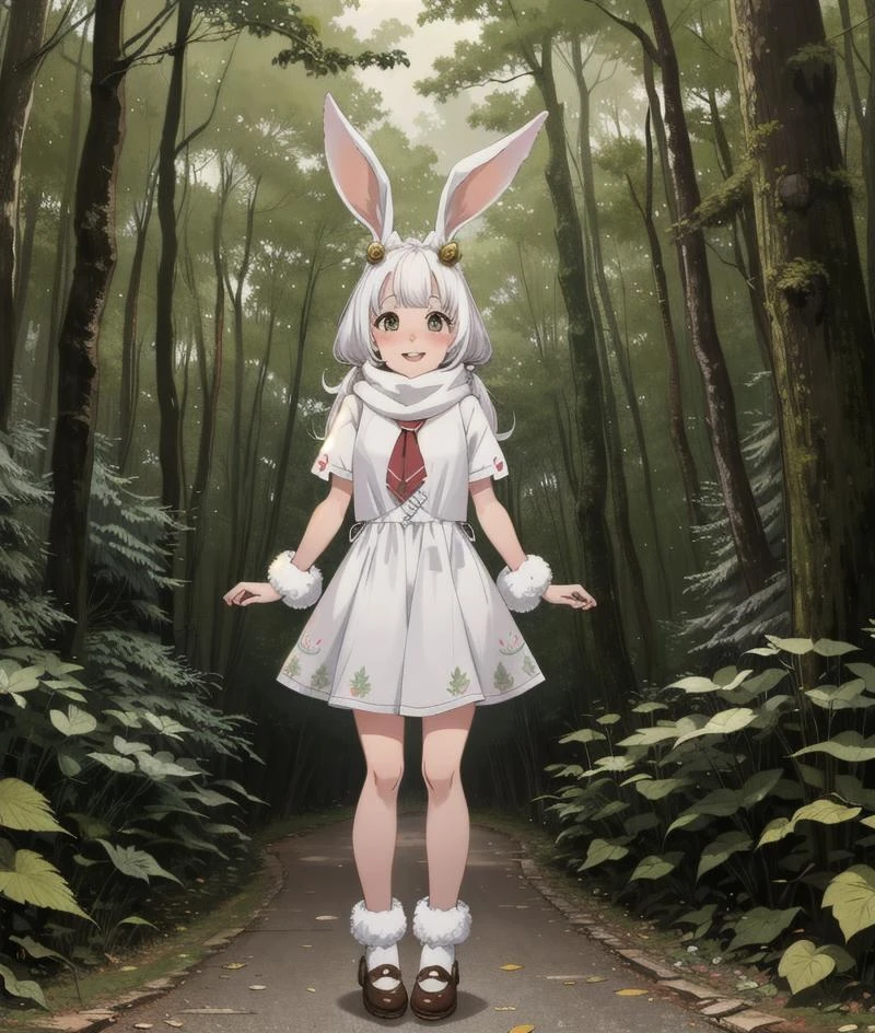 a white rabbit standing in the woods with a scarf on, adorable digital painting, cute detailed digital art, cute forest creature, cute anthropomorphic bunny, cute digital art, cute 3 d render, cute character, cute cartoon character, cute creature, fantasy matte painting,cute, rabbt_character, cute little creature, anthropomorphic rabbit, cute animal