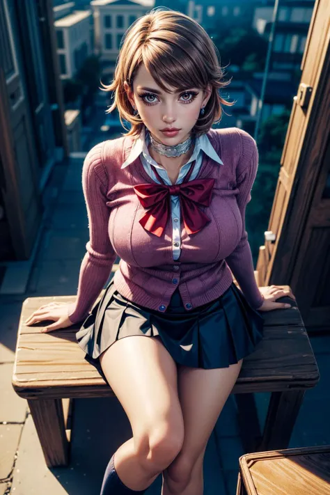 (ultra realistic,32k, masterpiece:1.2),(high detailed skin:1.1),( high quality:1.1),
<lora:takeba_yukari:0.8>takeba_yukari, short hair, choker, school uniform, skirt, jewelry, earrings, bow, cardigan, shirt, gekkoukan high school uniform, ribbon, miniskirt, thighs, botanical park, diverse flora, serene walking paths, relaxation, huge breast,large breast,fighting stance, <lora:add_detail:1>,
(radiant:1.1),