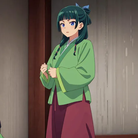 <lora:maomao003:0.7>,
maomao,1girl,
green hanfu,
red long skirt,