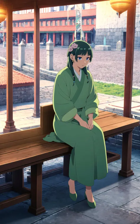 ((high resolution illustration)), ((masterpiece)), ((best quality)), high detail, many details, atmospheric, dynamic angle, dynamic,
<lora:maomao003:0.7>
(1girl:1.5), (maomao:1.3),
detailed green hair, detailed blue eyes, intricate hair, long hair,slim body,glowing eyes,young, makeup, hair ornament,hair flower,earrings, half up, blunted bangs
detailed lighting, realistic colours, bright colours, sharp focus, raytracing, cinematic lighting,
green hanfu, red long skirt,
ultra detailed,
sitting on a stone, panting,
dynamic,
bench,
medieval market,
medieval town, wooden houses, tired,